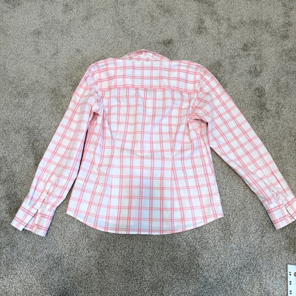 EUC Izod medium plaid check button front top blouse TB2 2339 - Picture 9 of 11